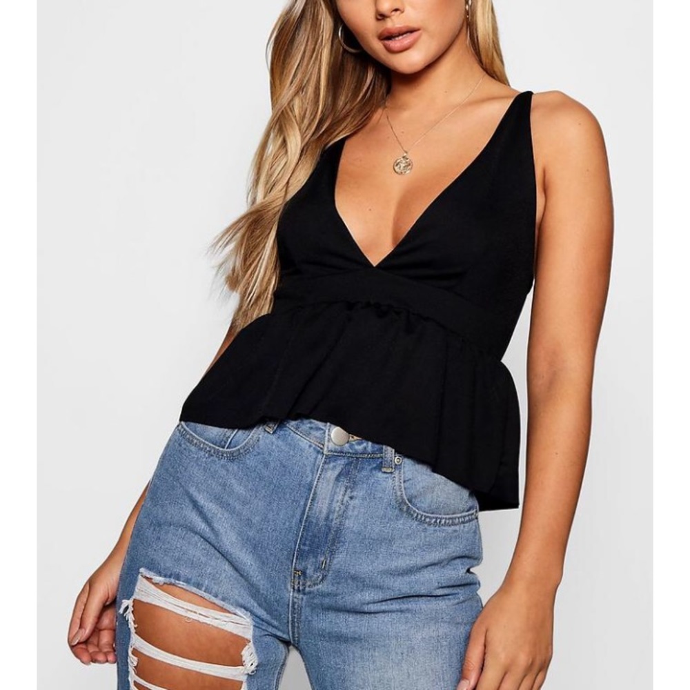 Plunging peplum top